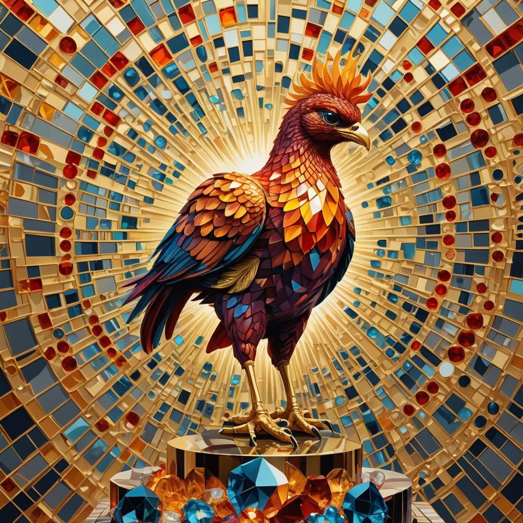 Crystalline Chick on Mystical Pedestal: Digital Pop Art