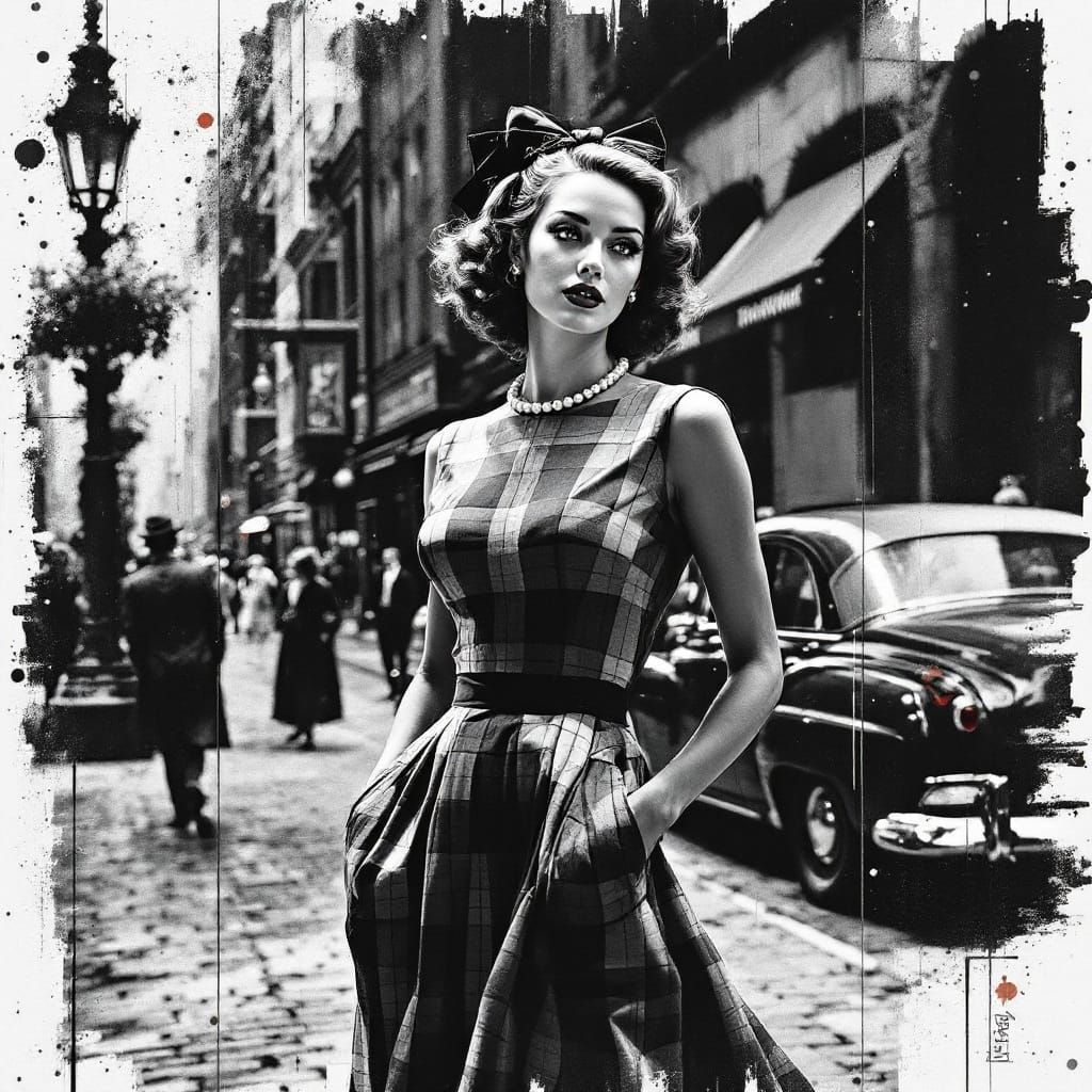 Elegant Woman in Vintage City Streets