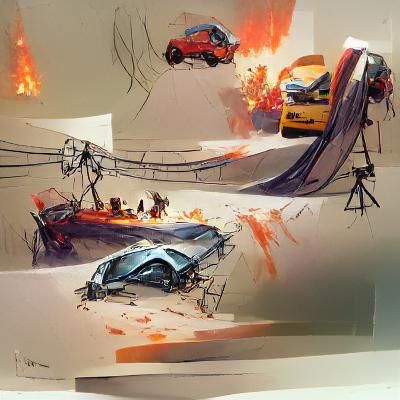 Wrecked Car Aftermath: Digital Rendering