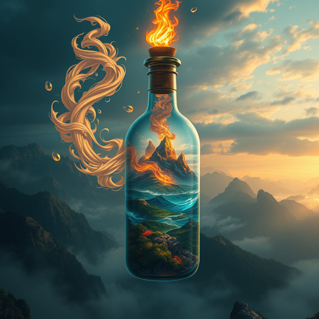 Mystical Elements Bottled: A Matte Painting Masterpiece