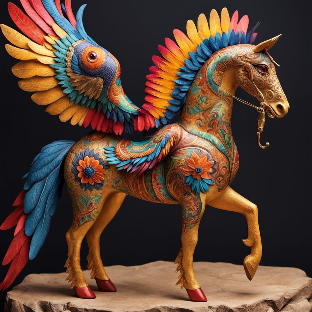Vibrant Alebrijes Sculpture: Mexican Folk Art Masterpiece