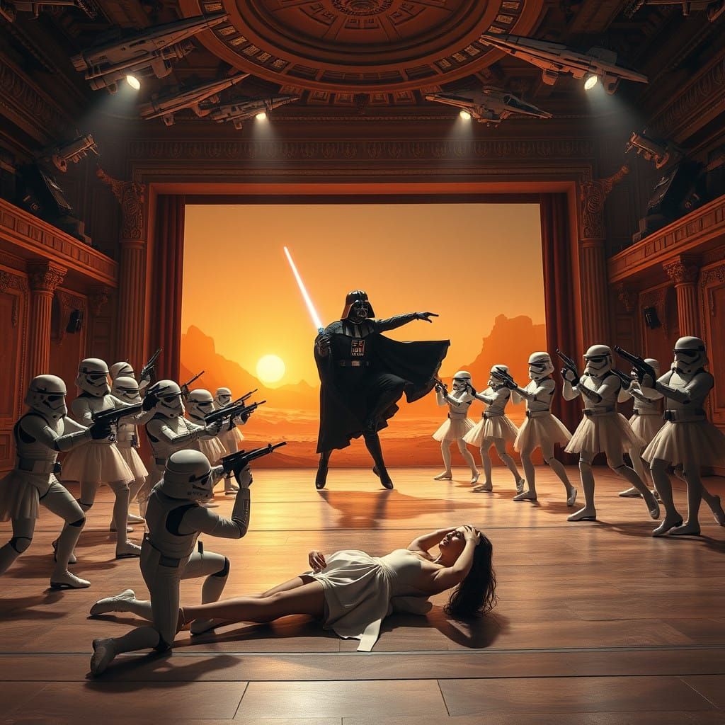 Epic Ballet Battle in Tatooine's Golden Light