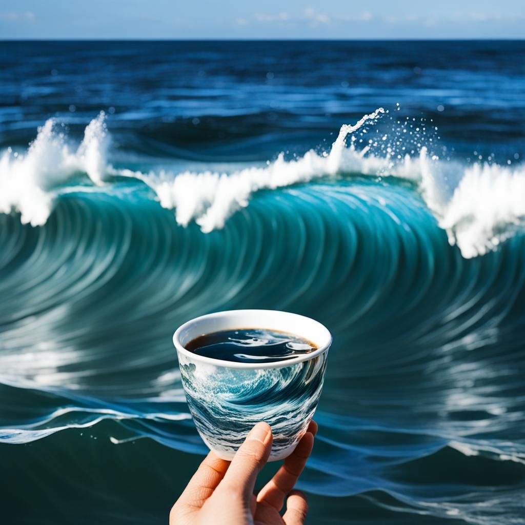 Wave in a Cup on the Sea