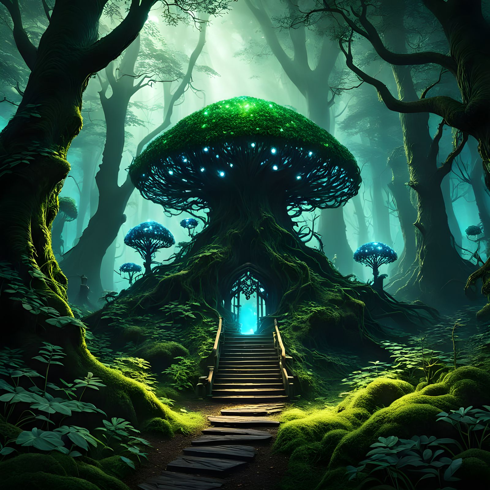 Eldritch Forest Portal with Jewels, Photorealistic