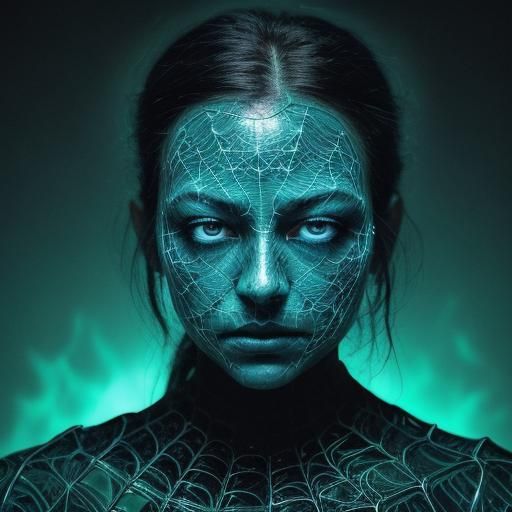 Luminous Woman in Surreal Molecular Realm