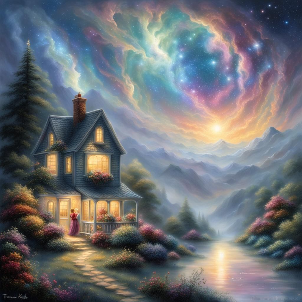 Celestial Woman in Starry Galaxy: Ethereal Digital Art