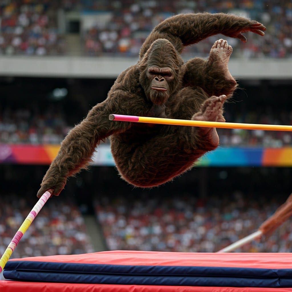 Powerful Bigfoot Soars Over Olympic Vaulting Bar