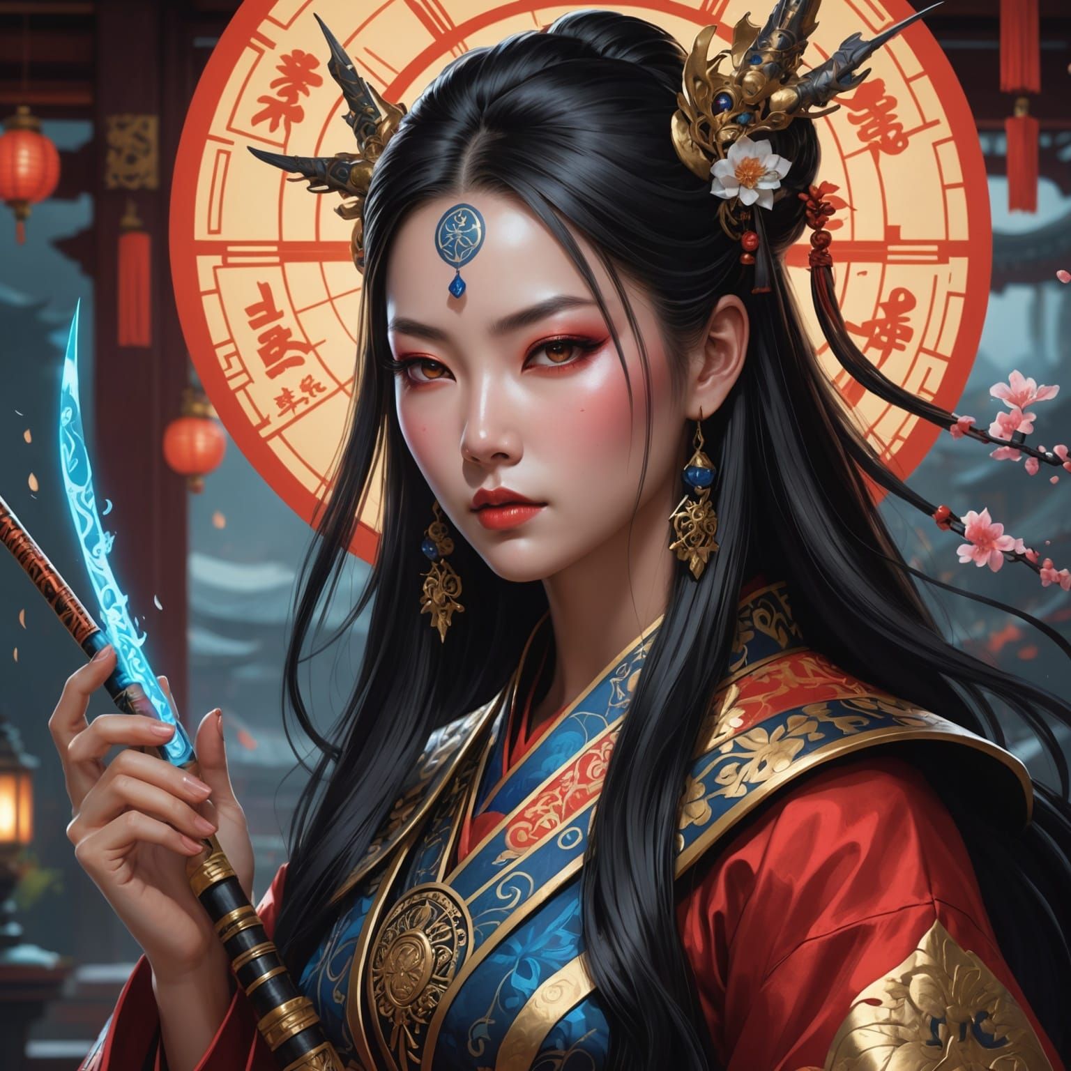 Cyberpunk Geisha: Detailed Fantasy Art Portrait