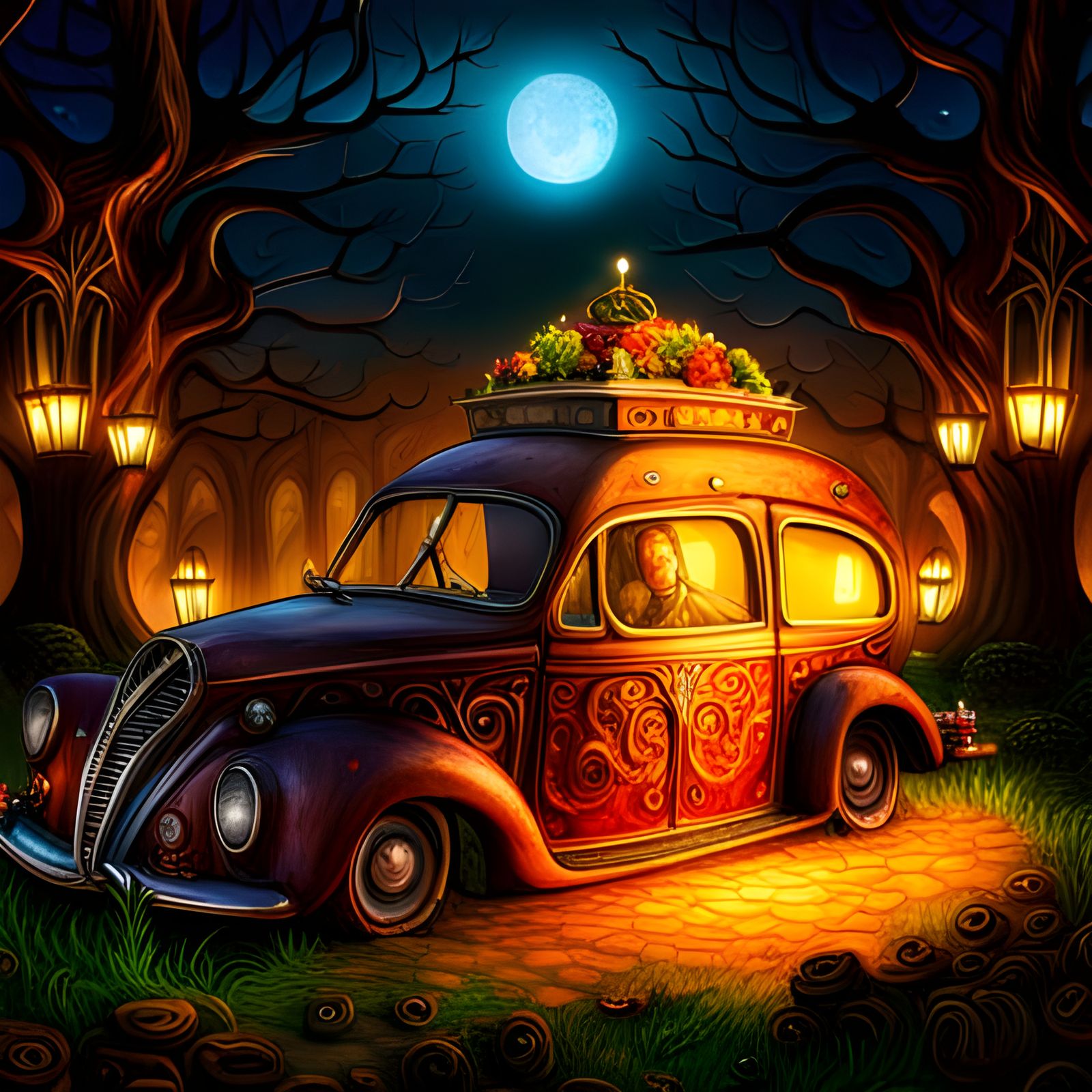 Enchanted Fairy Hearse in Forest Cemetery