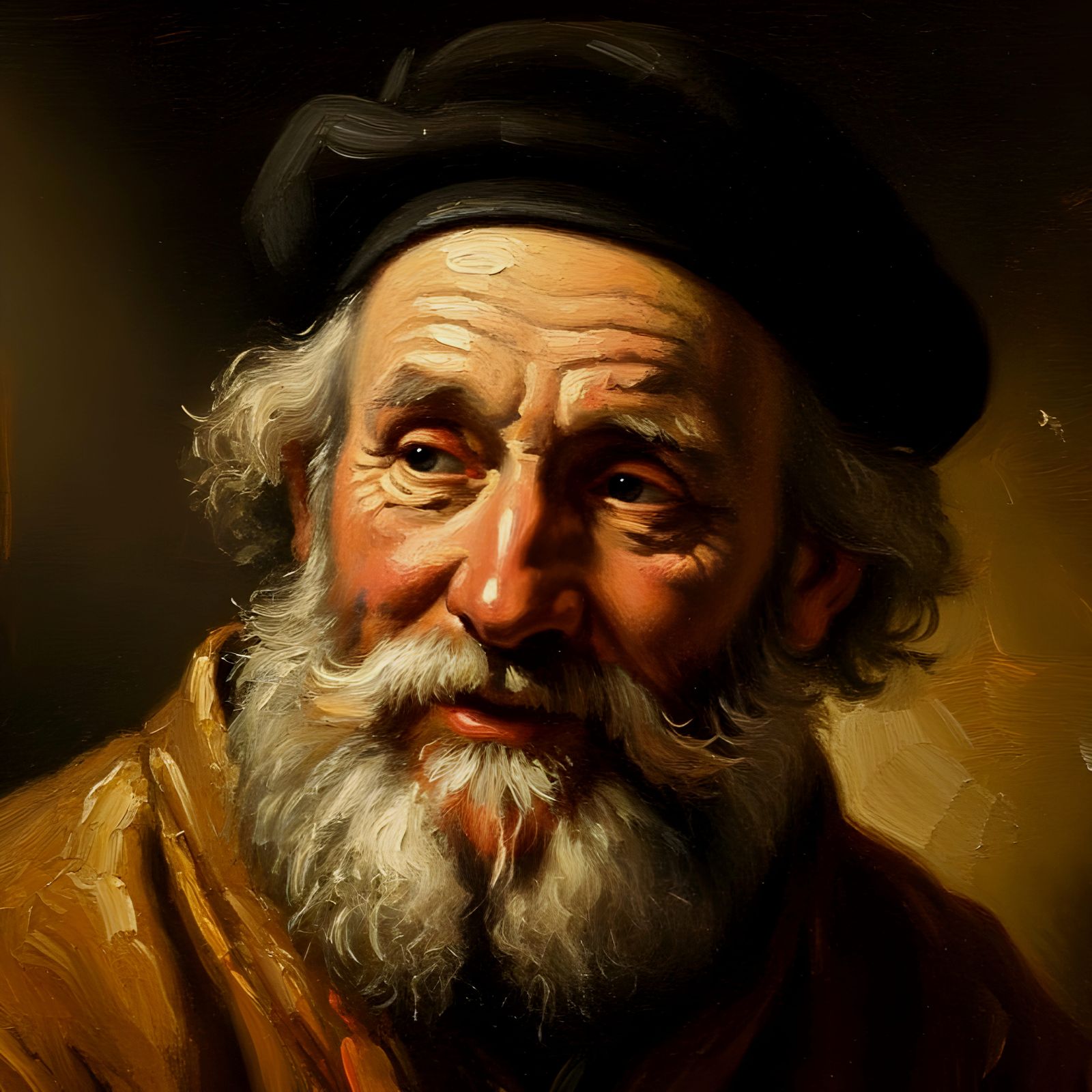 Kind Old Man Portrait in Rembrandt Style