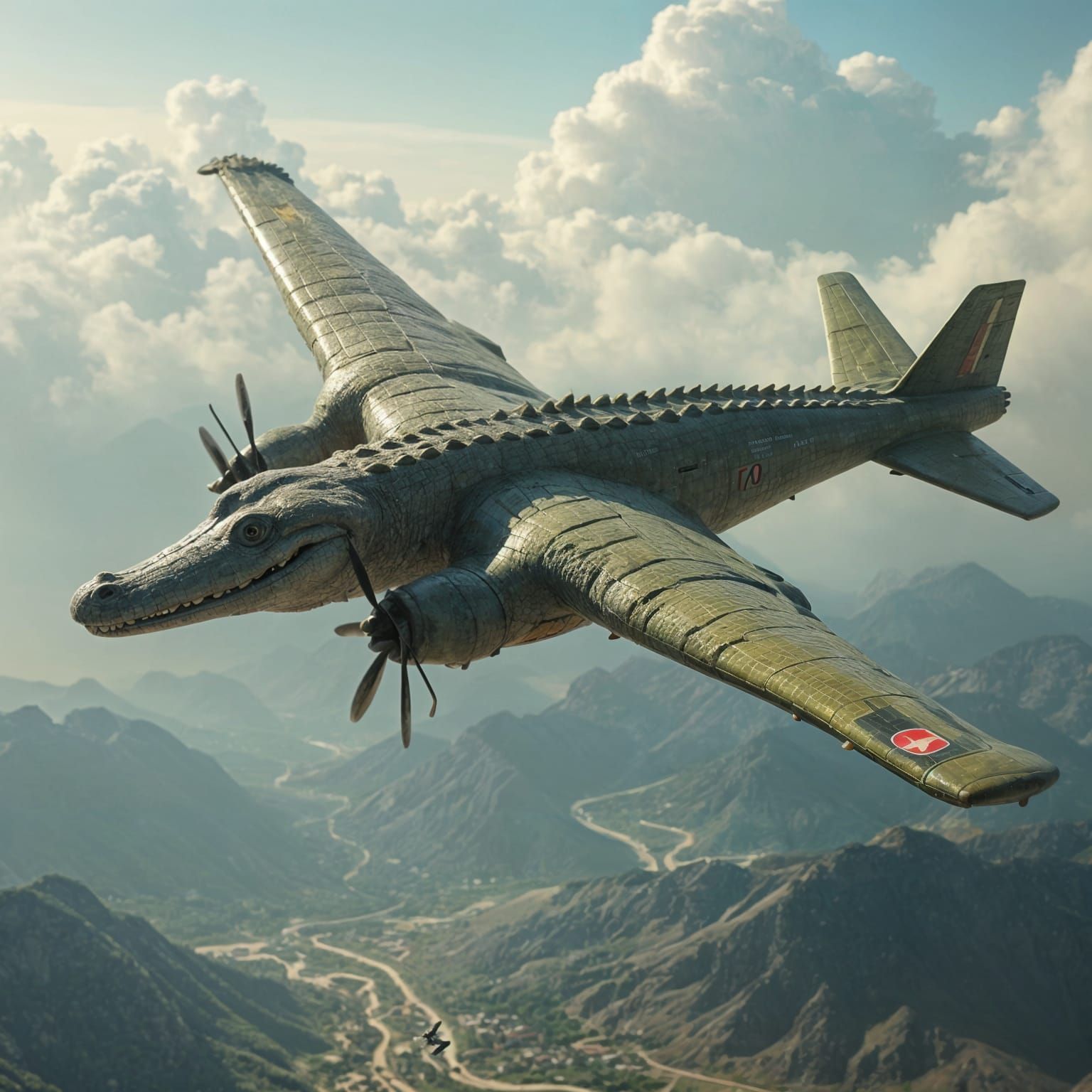 Crocodile Bomber Plane Hybrid: AI Creation