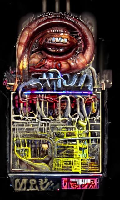 Neon Meatcity Street Photograph in Giger Style