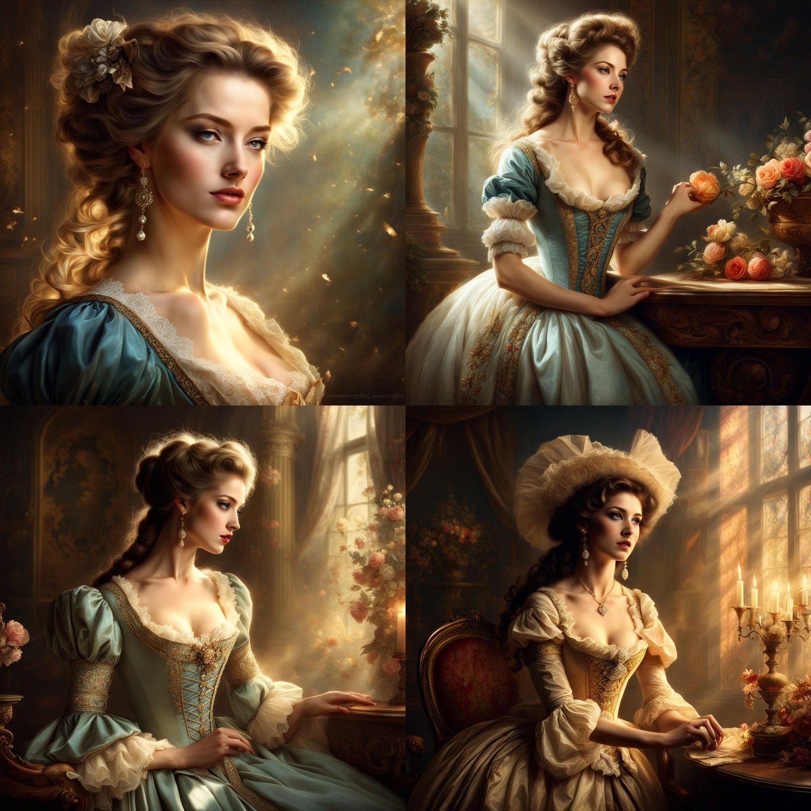 Flirtatious Woman in 18th Century Digital Art