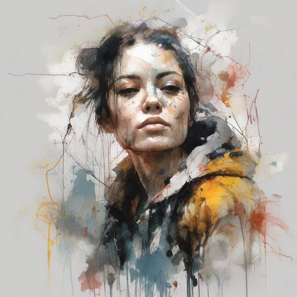 Ink Splatter Portrait in Expressive Style