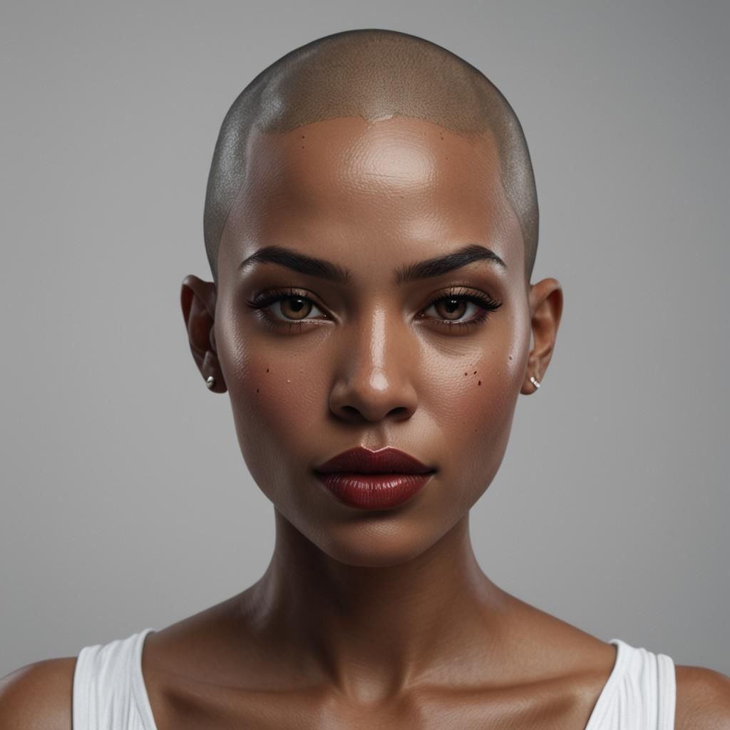 Striking Portrait of a Bald Woman in Matte Painting Style