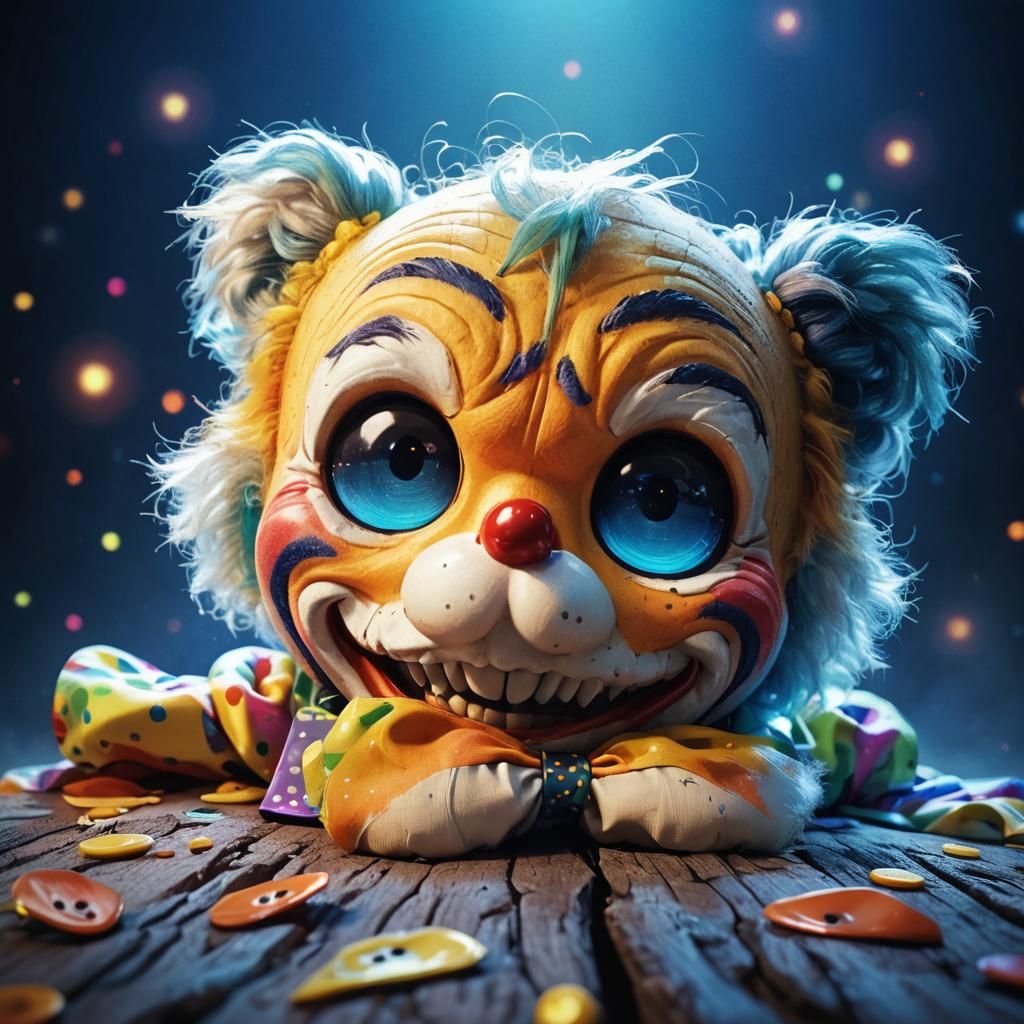 Joyful Clown Portrait in Whimsical Digital Art