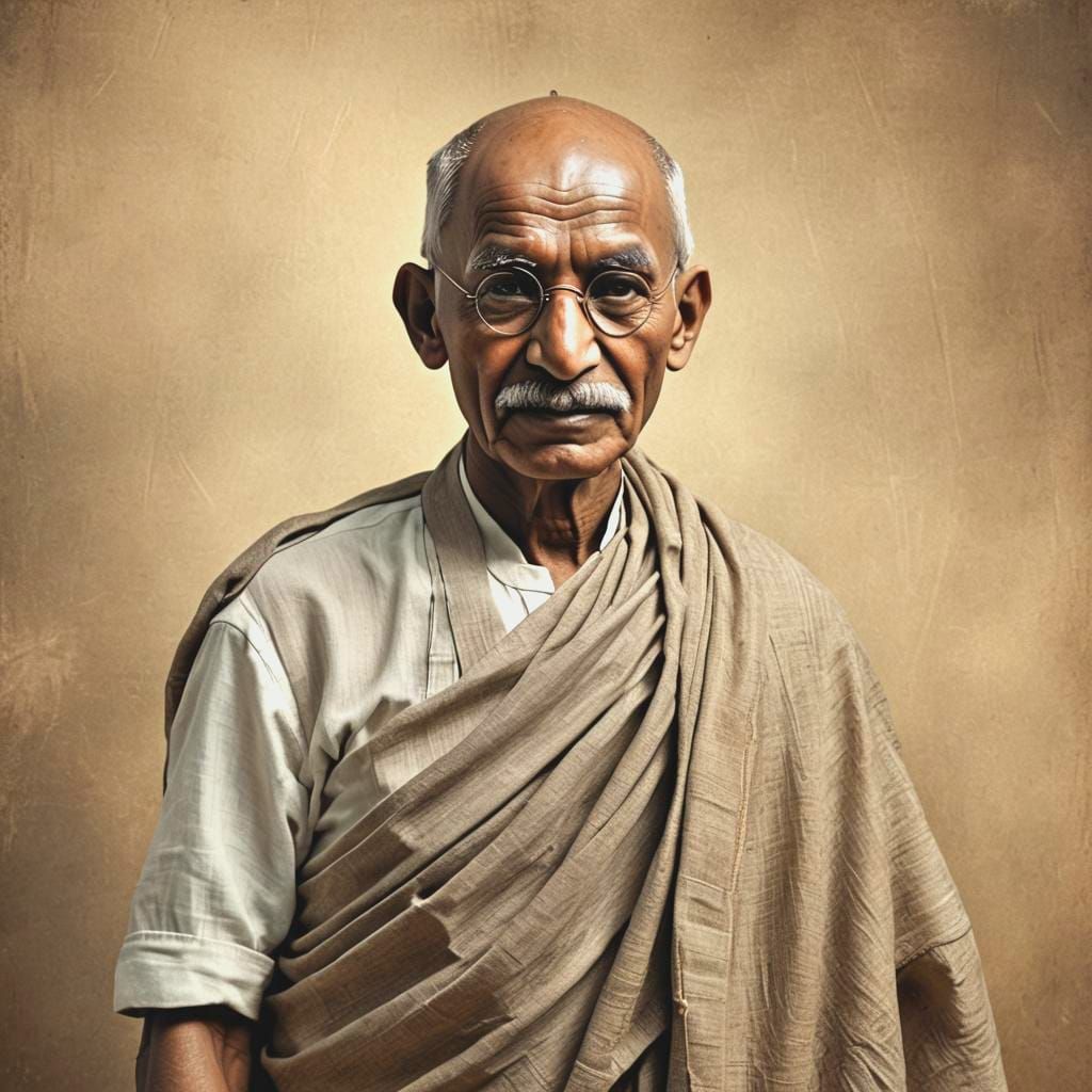 Hyperrealistic Portrait of Mahatma Gandhi
