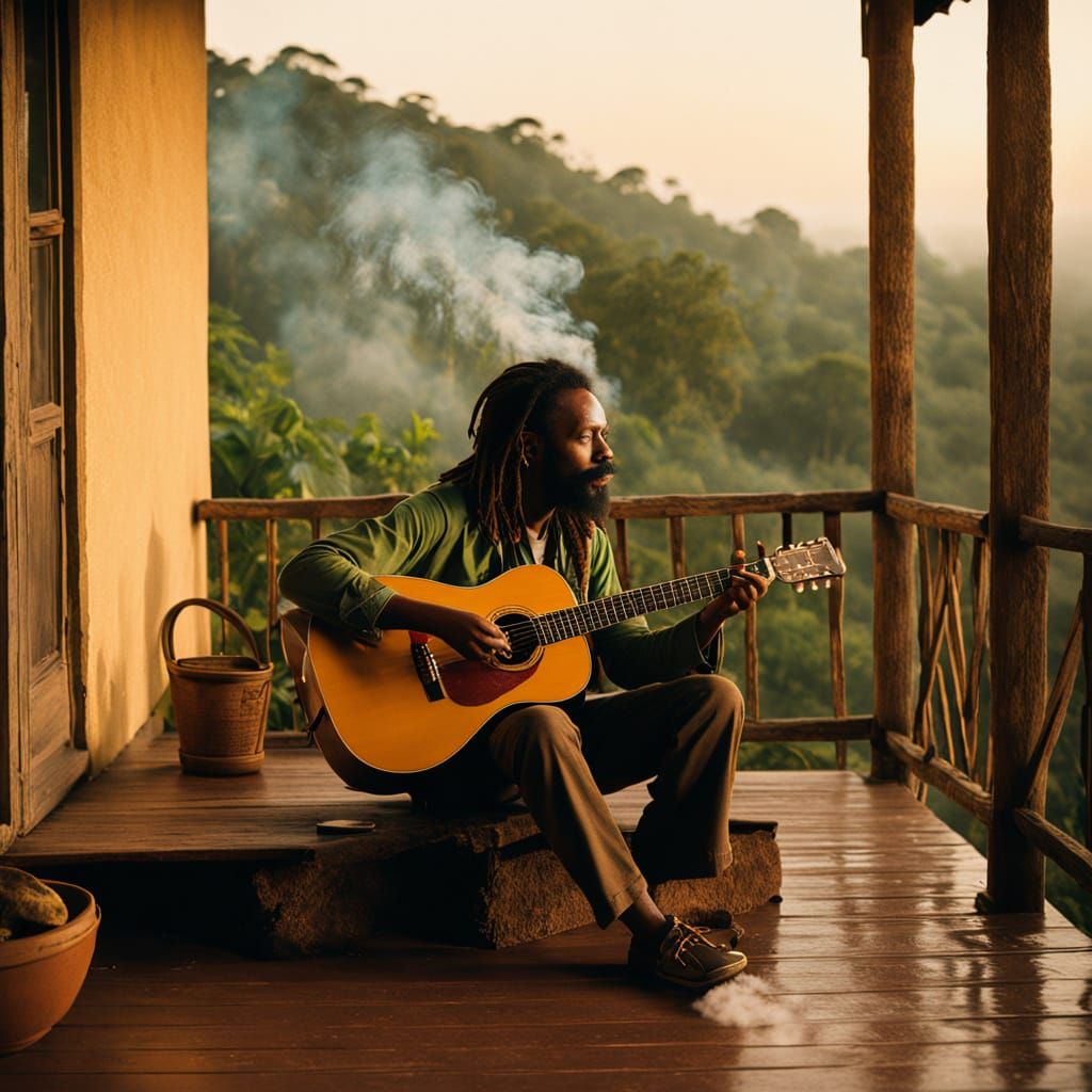 Rastafari Gentleman in Sunset Reflection