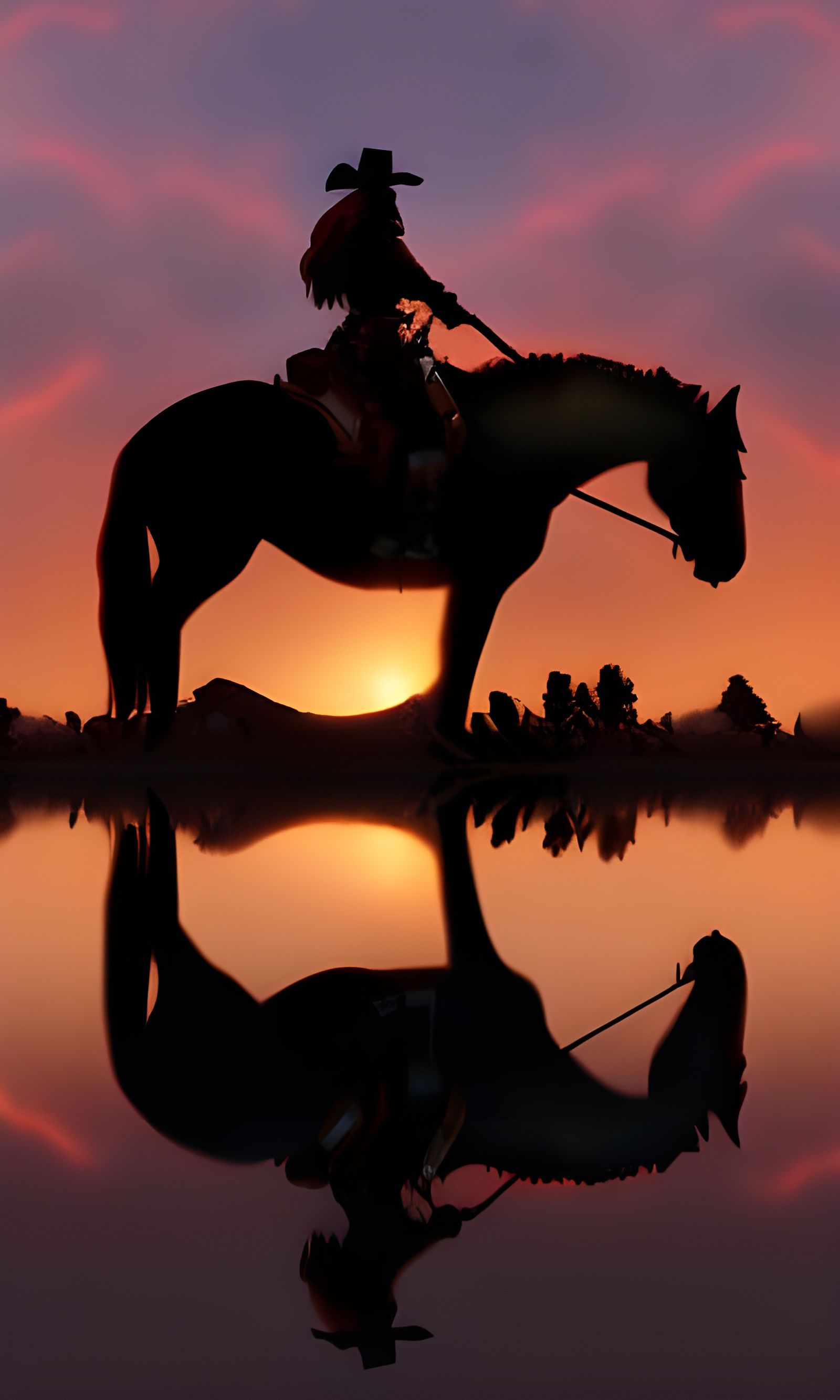 Cowboy Sunset: A Detailed Digital Painting