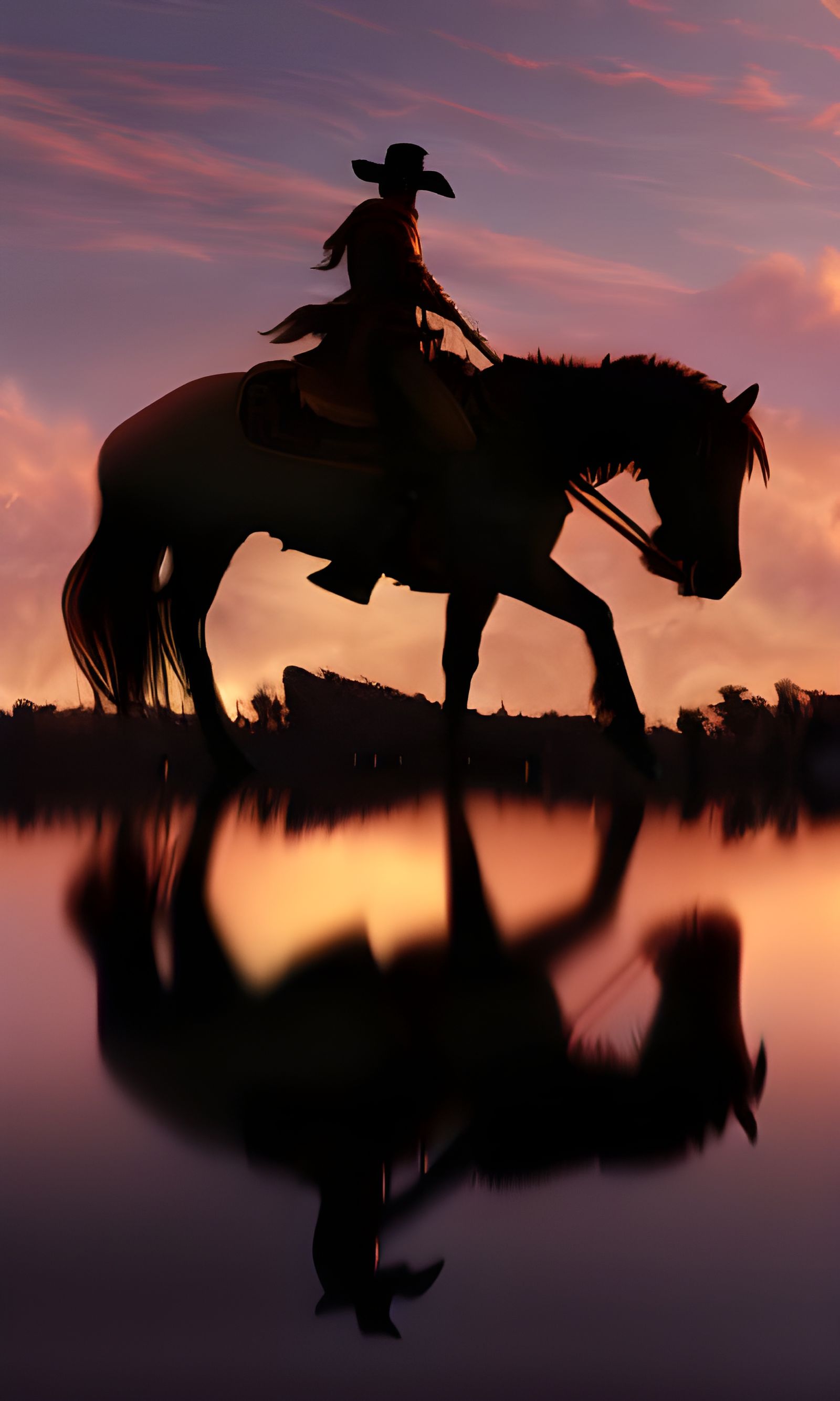 Cowboy at Sunset: A Digital Painting