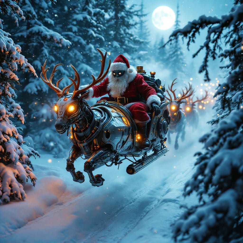 Santa Claws Soars Through Victorian Steampunk Woods