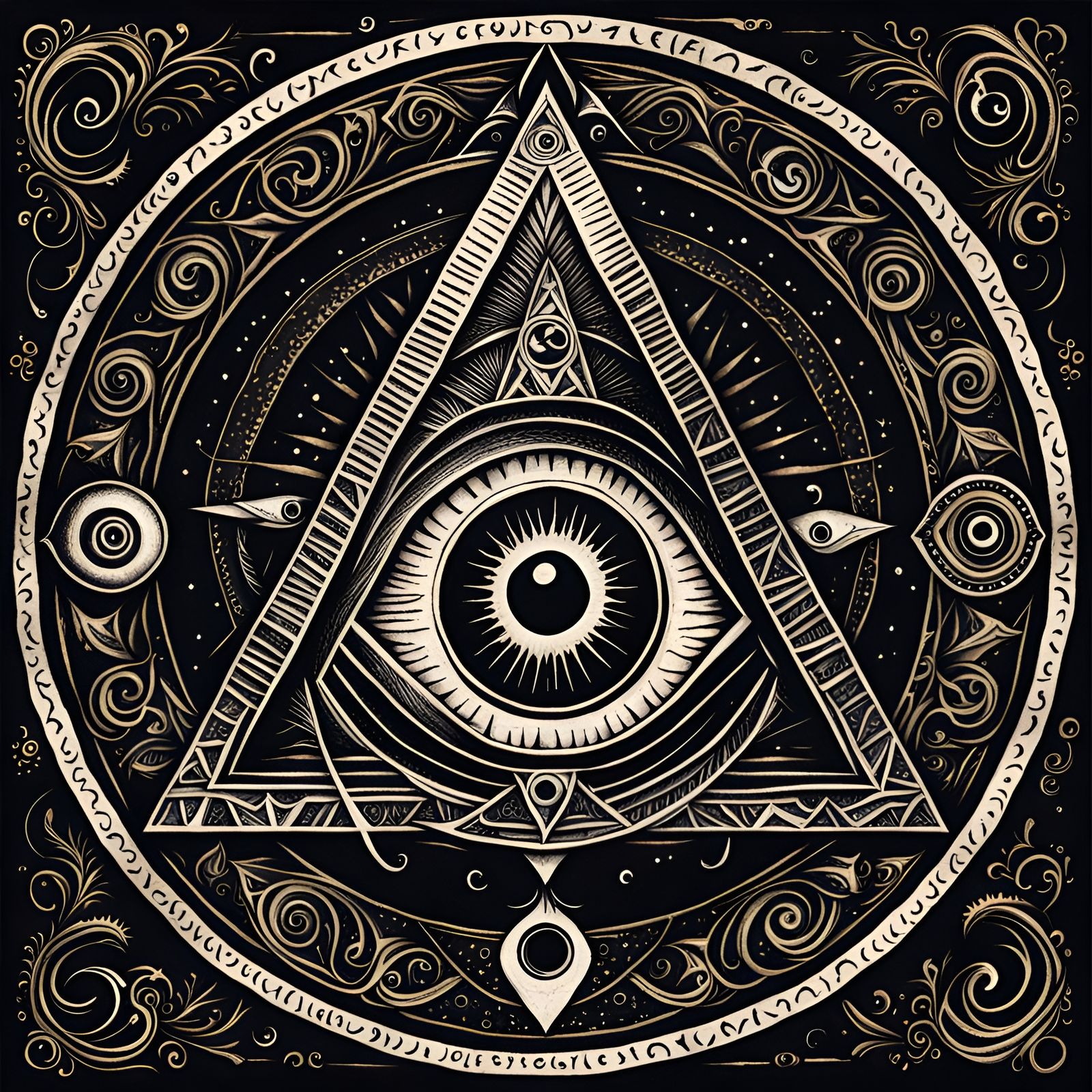 All Seeing Eye Sigil in Gothic Folk Art