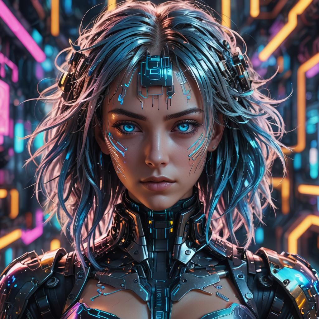 Cyberpunk Anime Portrait of an Intelligent Woman