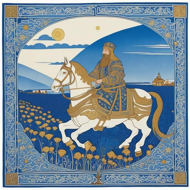 Ethereal Peasant Ploughing Sky with Celestial Horse