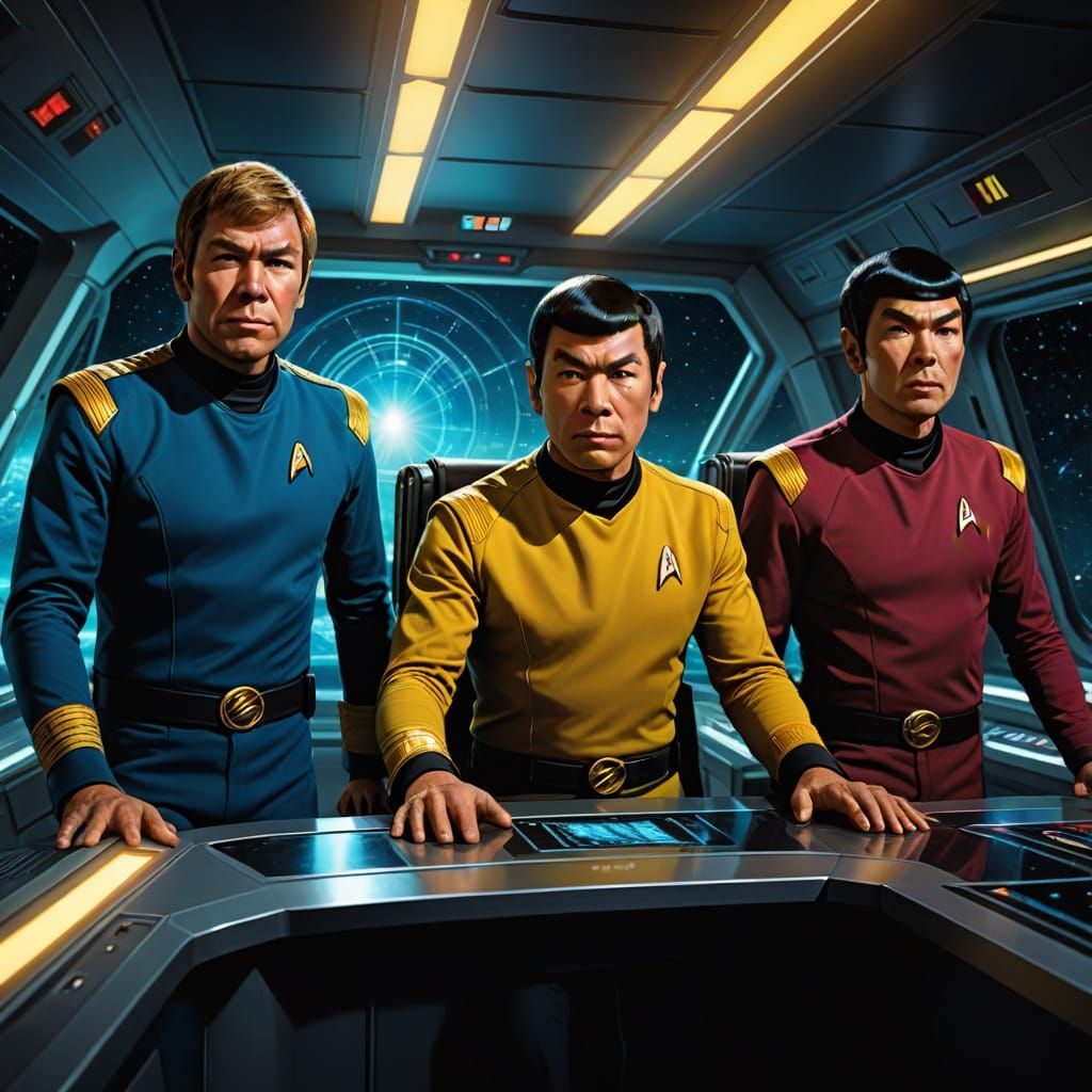 Captain Kirk and Crew Navigate the Cosmos in Hyper-Realistic...