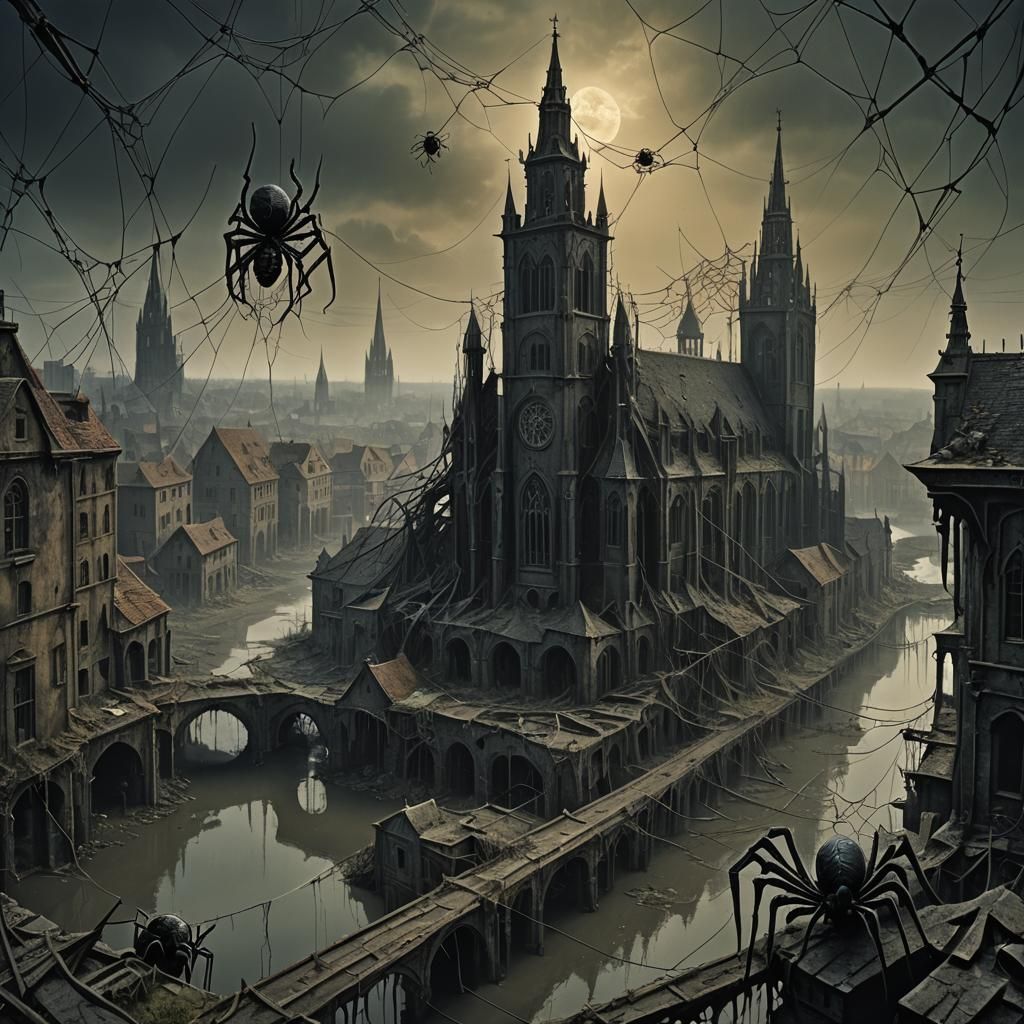 Dark Fantasy Metropolis in Gothic Style