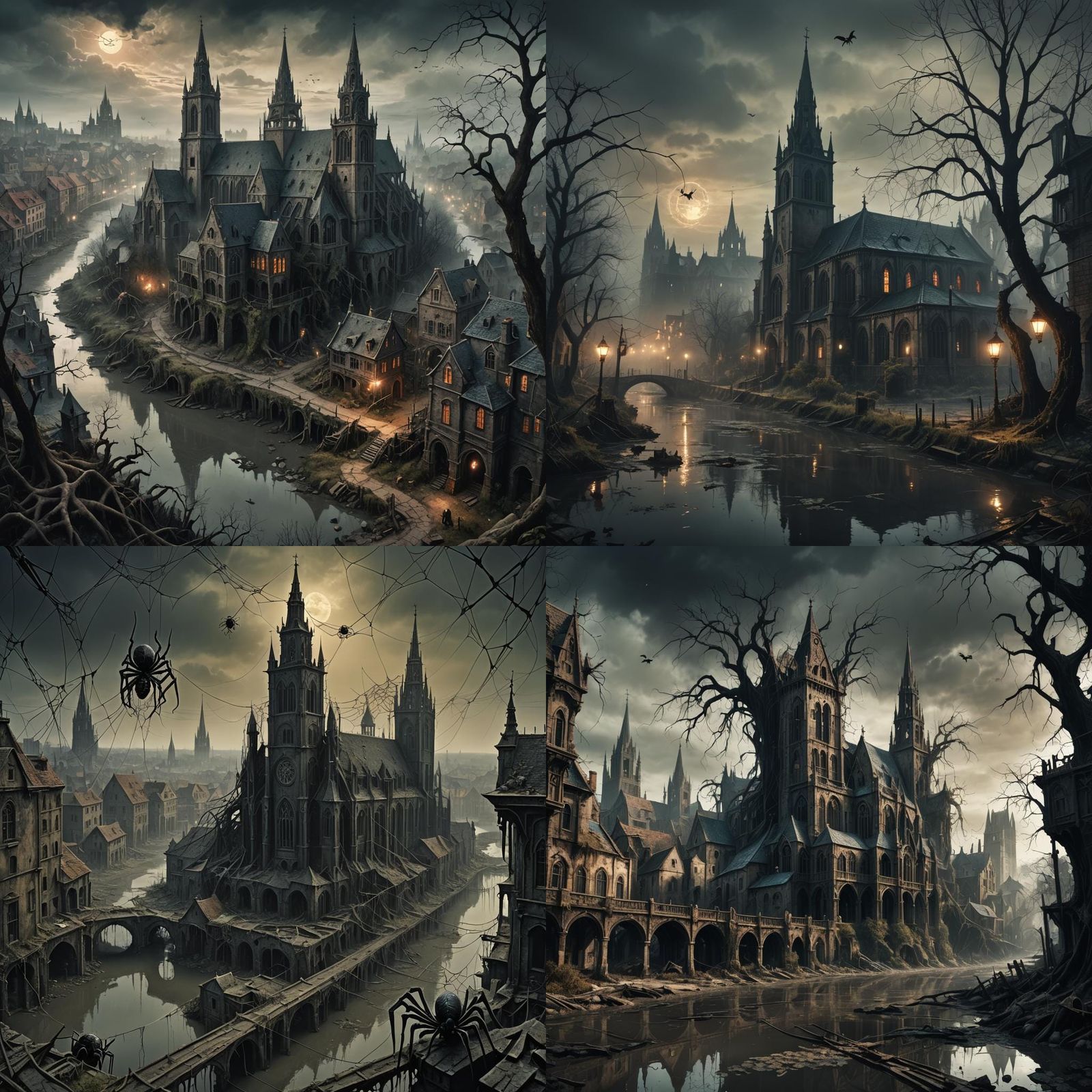 Decaying Fantasy City with Polluted River