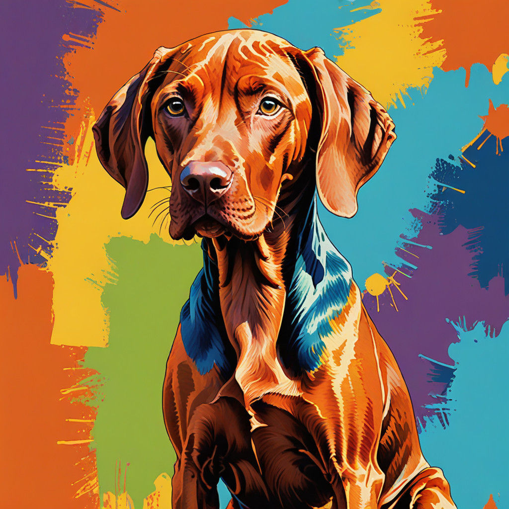 Vibrant Vizsla in Pop Art Abstraction