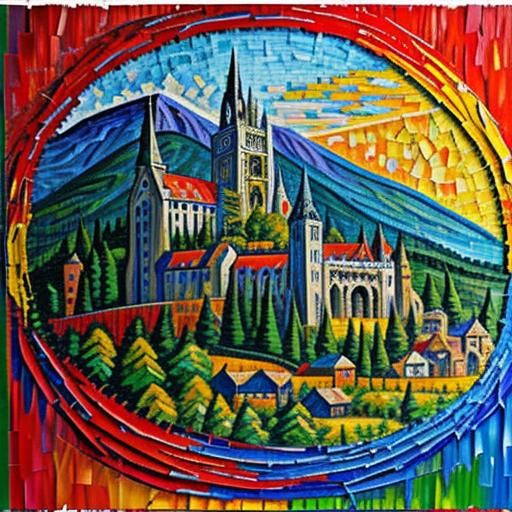 Lord of the Rings in Mosaic Patchwork Style