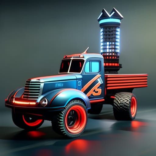 Custom Truck with Shifting Paint, 3D Render