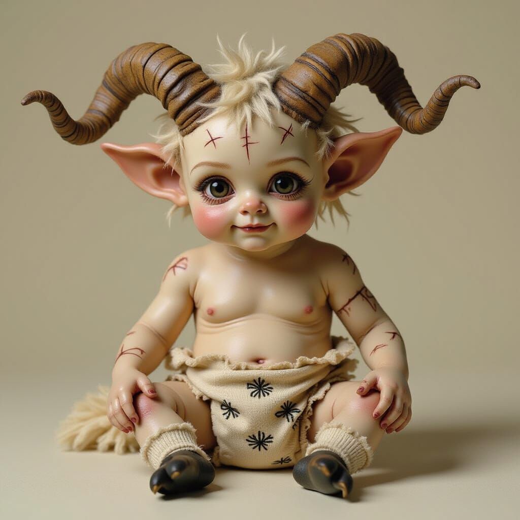 Disturbing Satyr Baby with Porcelain Skin in Hyperreal Film ...