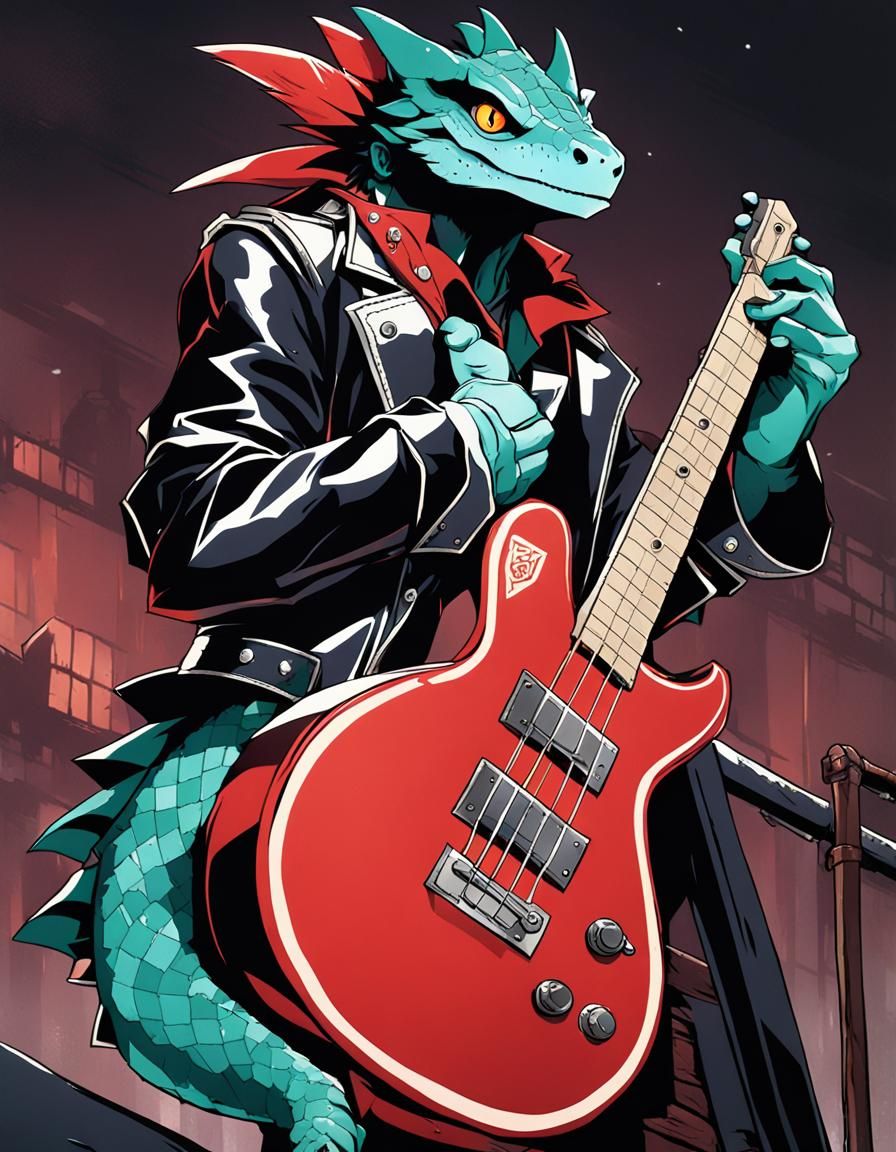 Lizardfolk Warrior in Anime Art Style