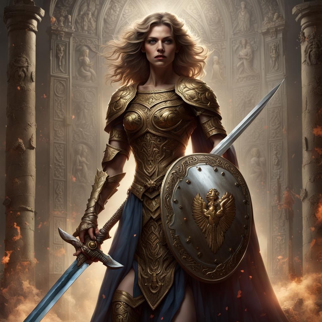 The goddess of righteous valor, justice, and honor