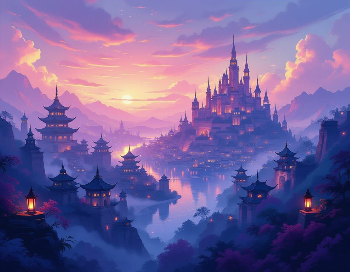Rococo Landscape: City of Glowing Lanterns