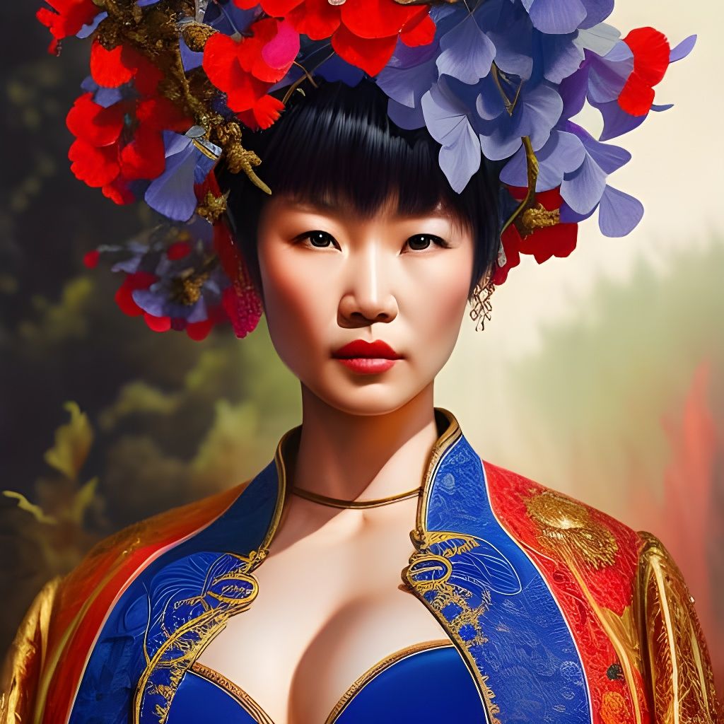 Chun Li Portrait in Mixed Media Art Style