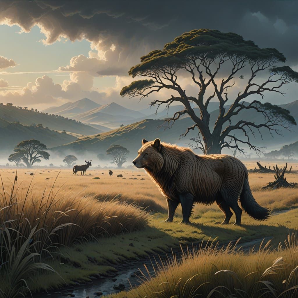 Epic Veldmuis Hero in a Dramatic Sci-Fi Landscape