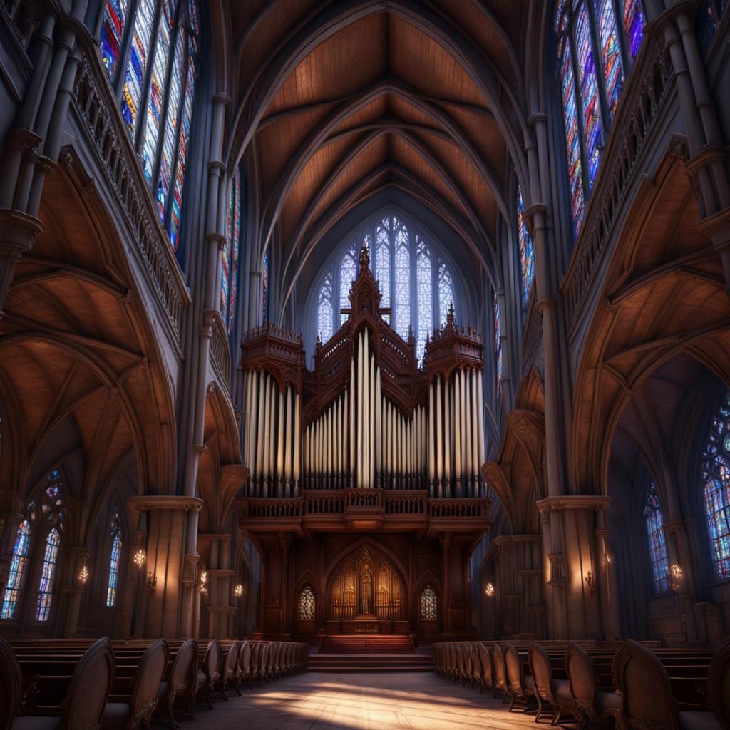 Cathedral Pipe Organ in Gothic Style