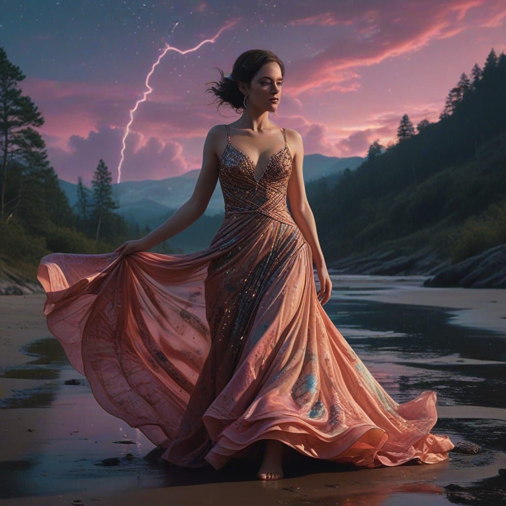 Ethereal Flamenco Dancer in Resplendent Crystalline Gown wit...