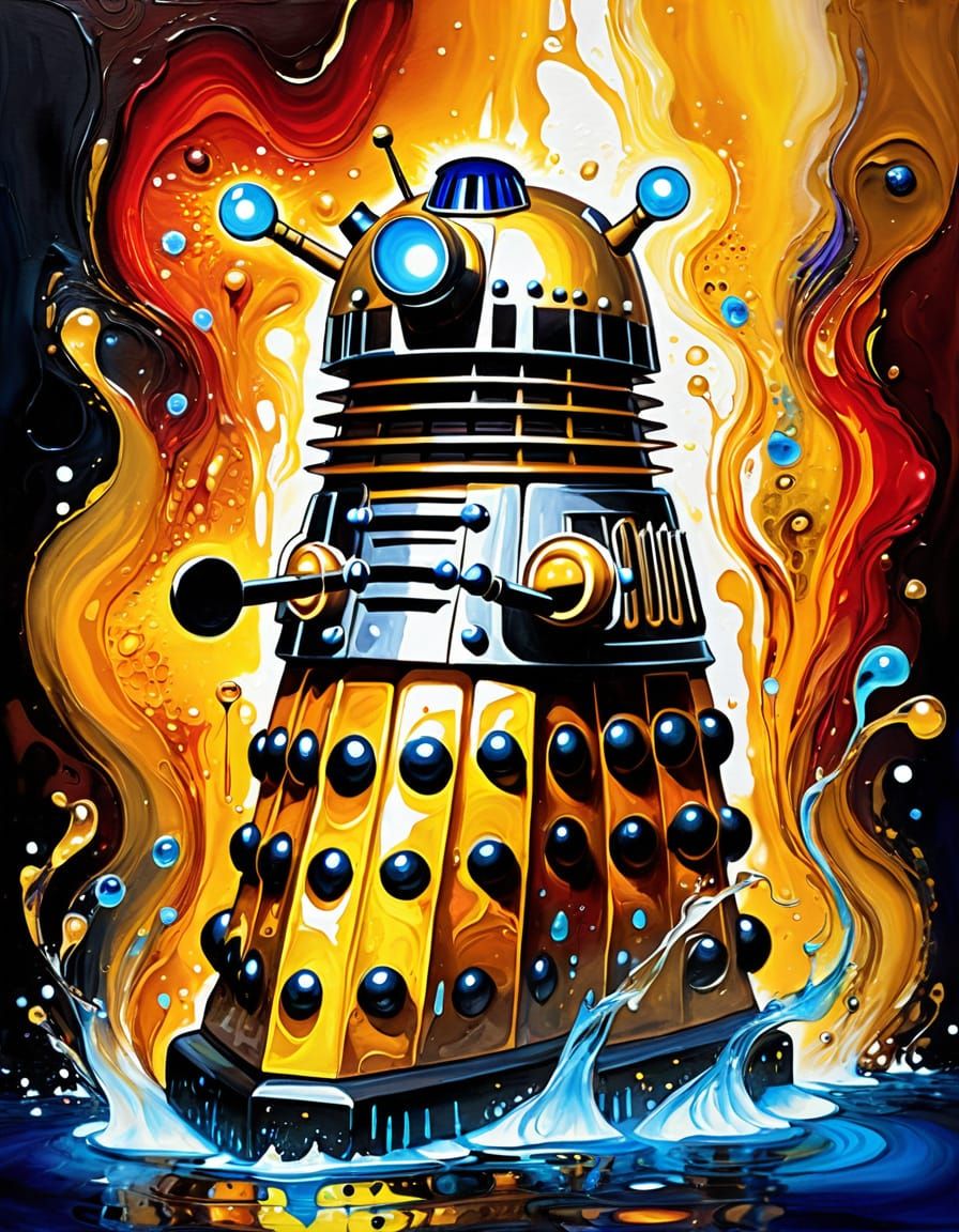 Lava Dalek in Flowing Alcohol Ink Style
