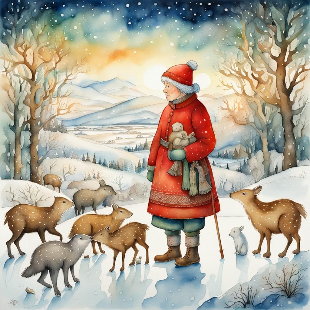 Whimsical Santa Claus Watercolor Illustration