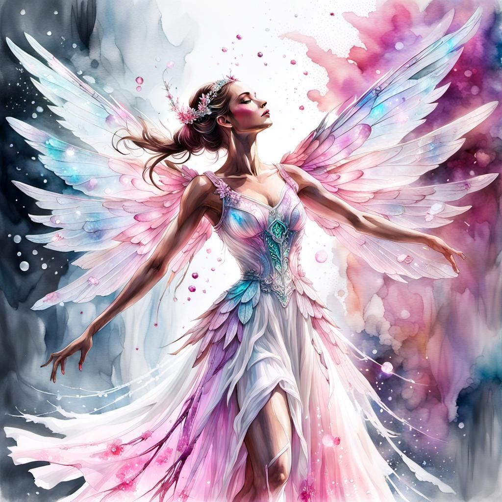 Dancing Fairy in Ice and Water, Digital Art