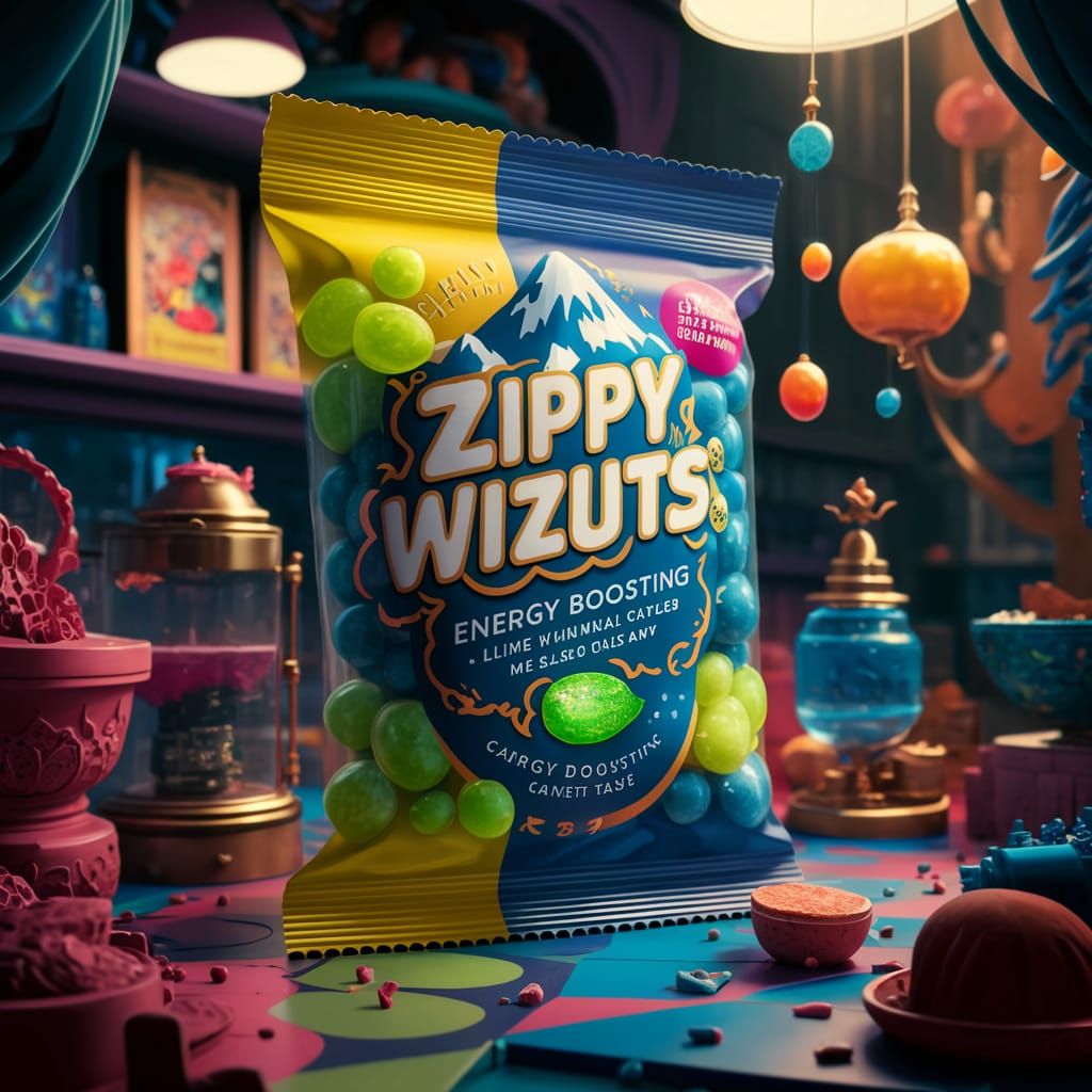 Zippy Wizuts Candy Package in Colorful Whimsical Design