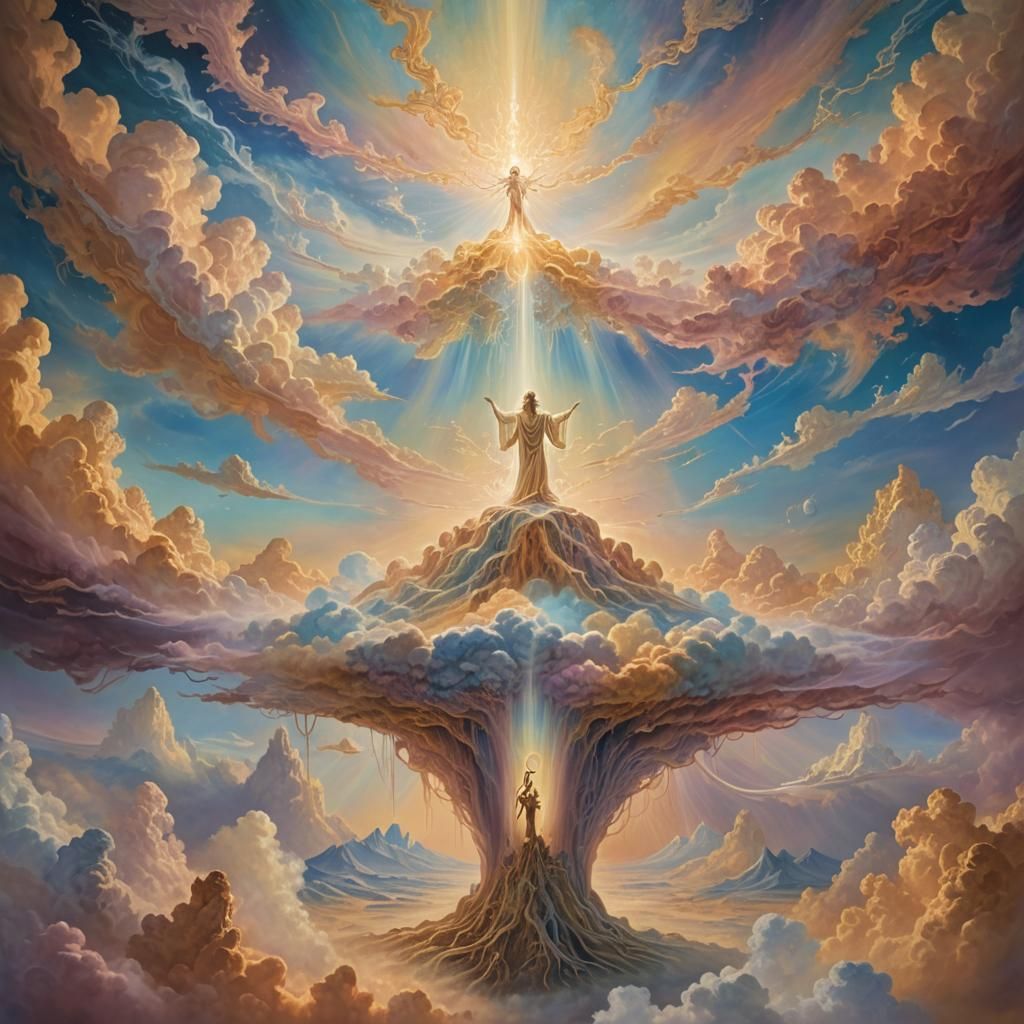 Cosmic Deity in Surreal Mystical Landscape