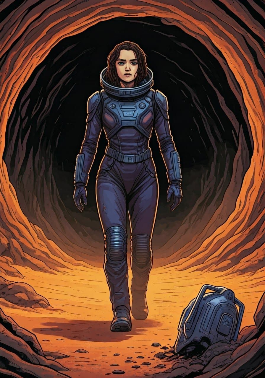 Ashildr Walks the Hostile Alien Desert in Dark Purple Spaces...