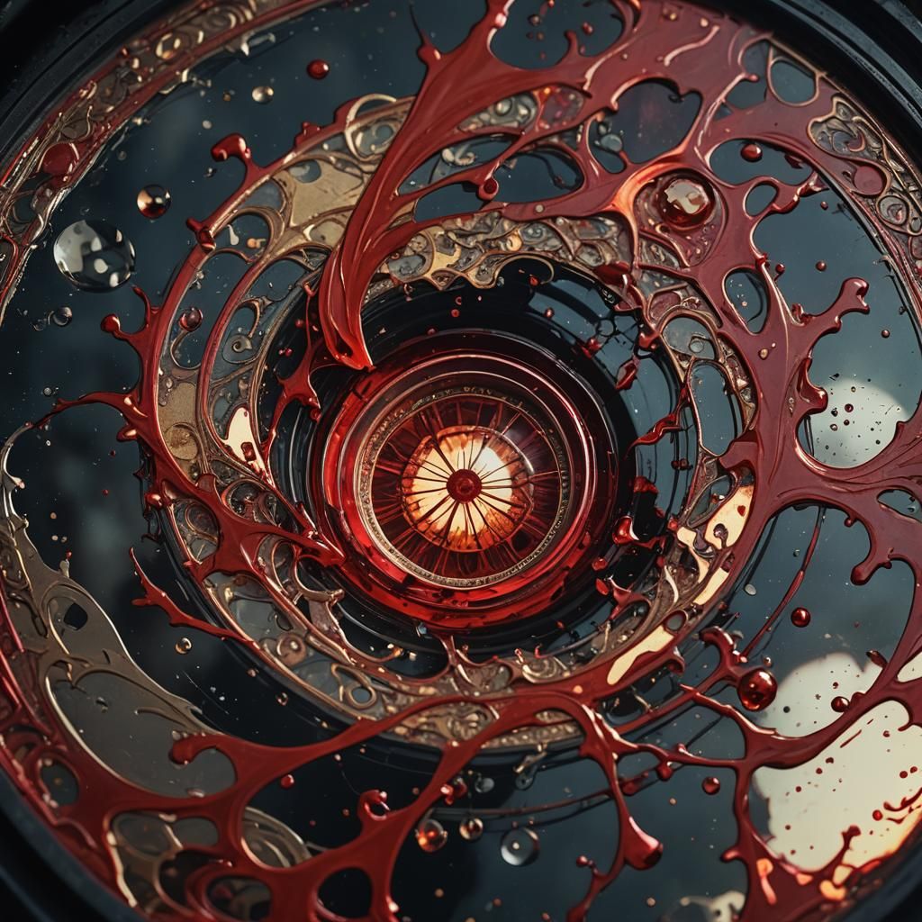 Blood Splatter on Lens: Dark Fantasy Art