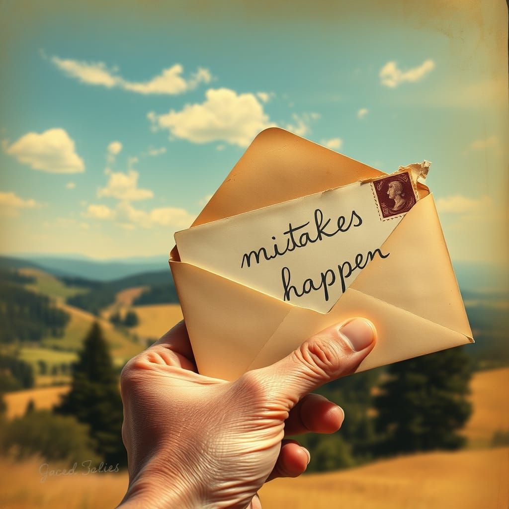 Vintage Postcard Held by a Gently Wrinkled Hand